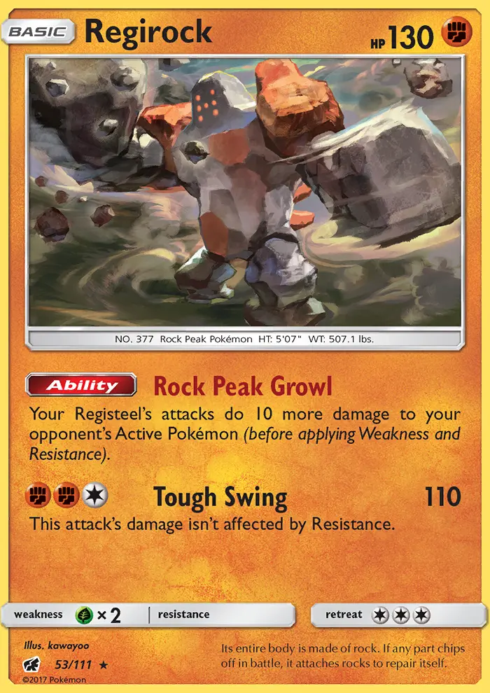 Regirock 53 card from Crimson Invasion