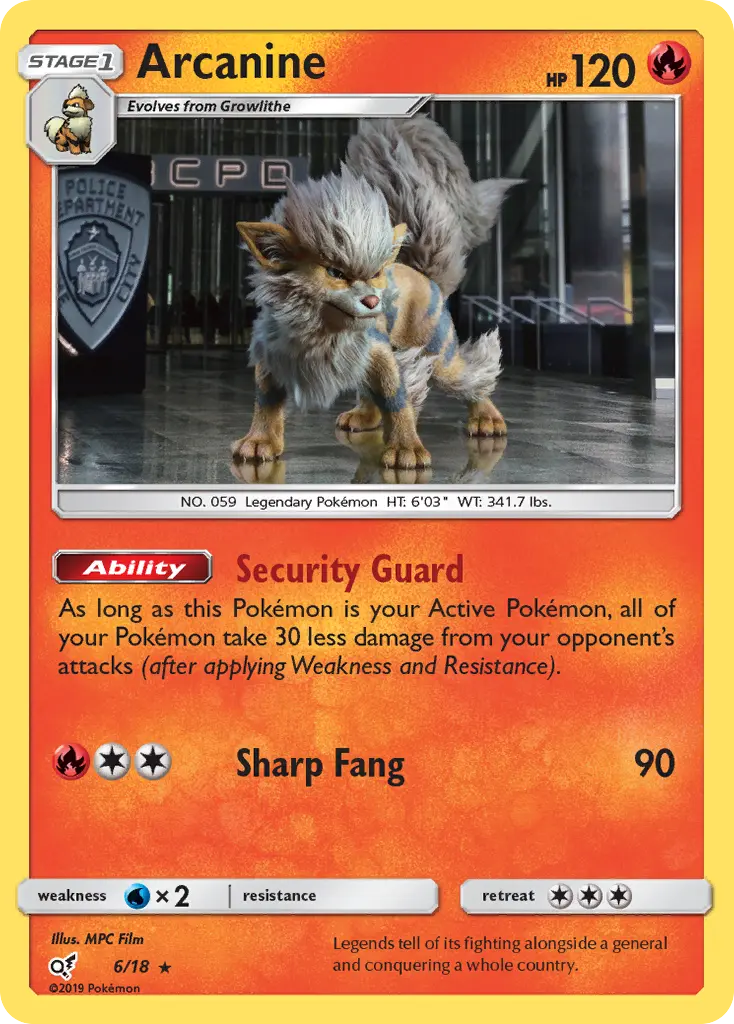 Arcanine 6 — Detective Pikachu 6, Holofoil finish