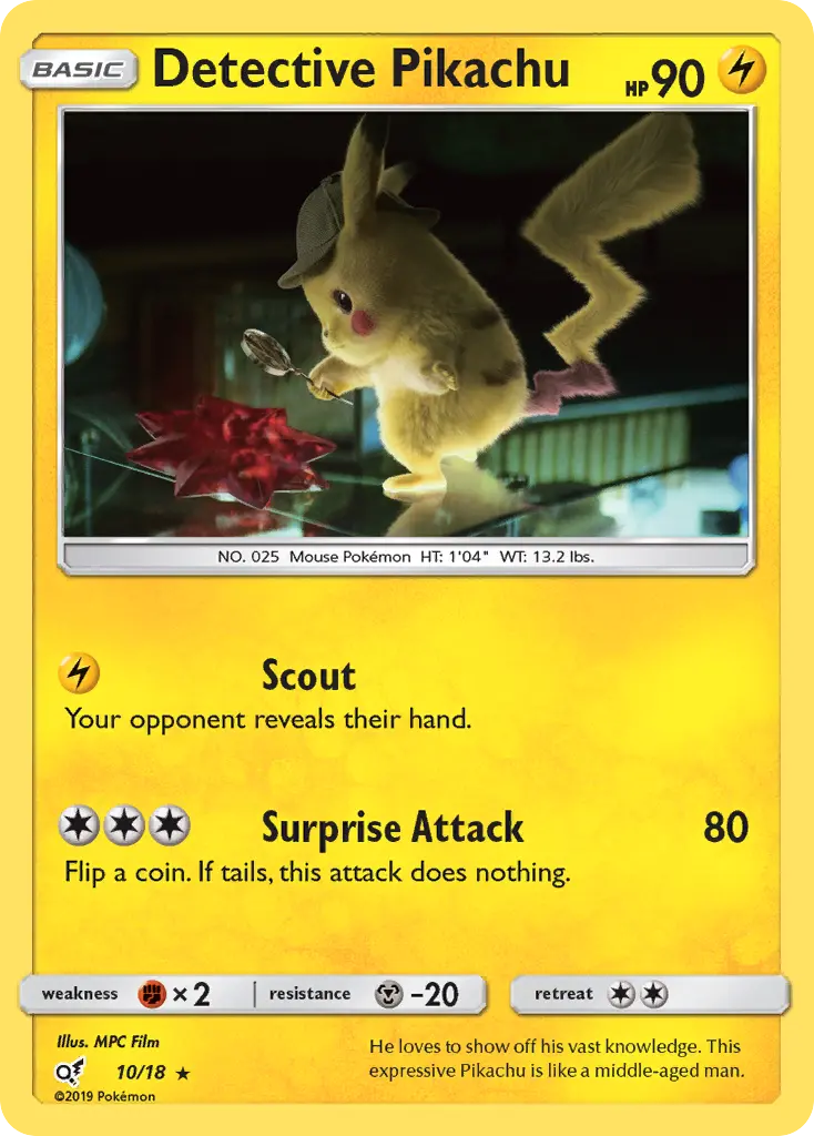 Detective Pikachu 10 — Detective Pikachu 10, Holofoil finish