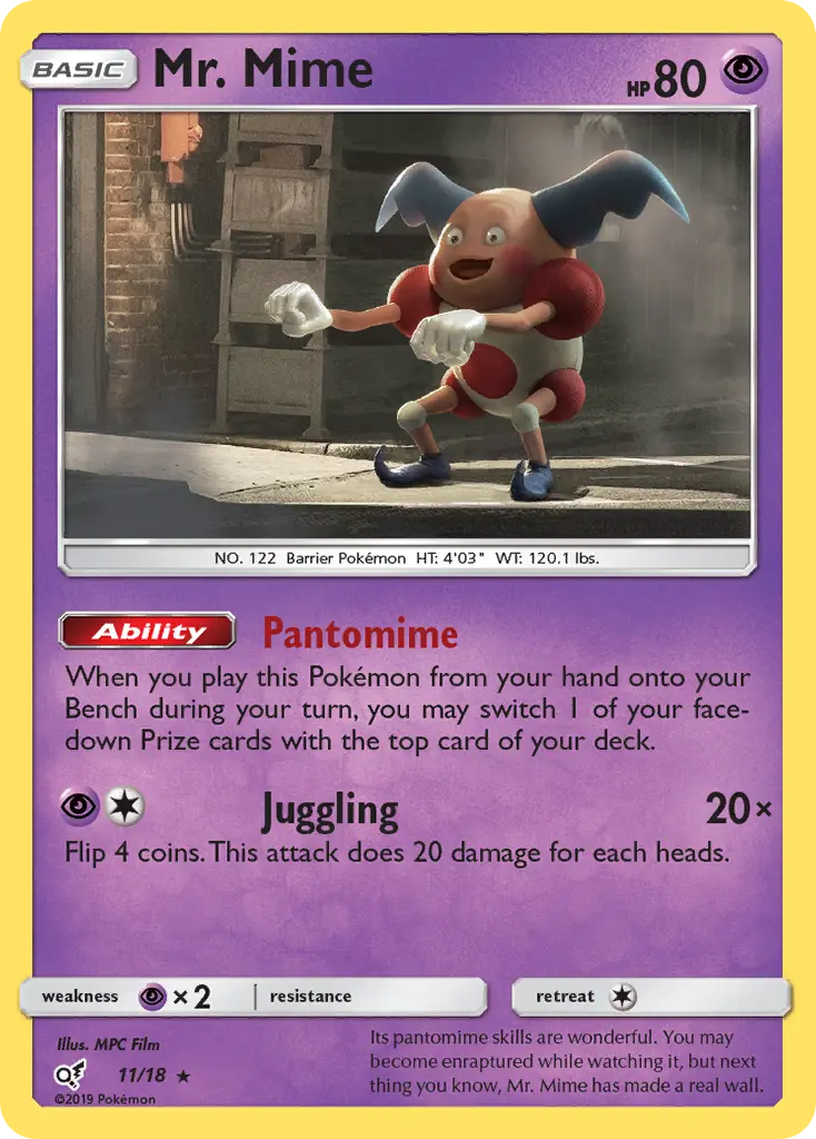 Mr. Mime 11 — Detective Pikachu 11, Holofoil finish