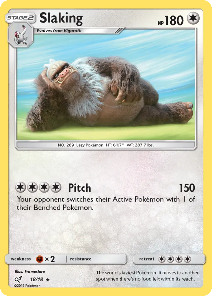 Slaking 18 — Detective Pikachu 18, Holofoil finish