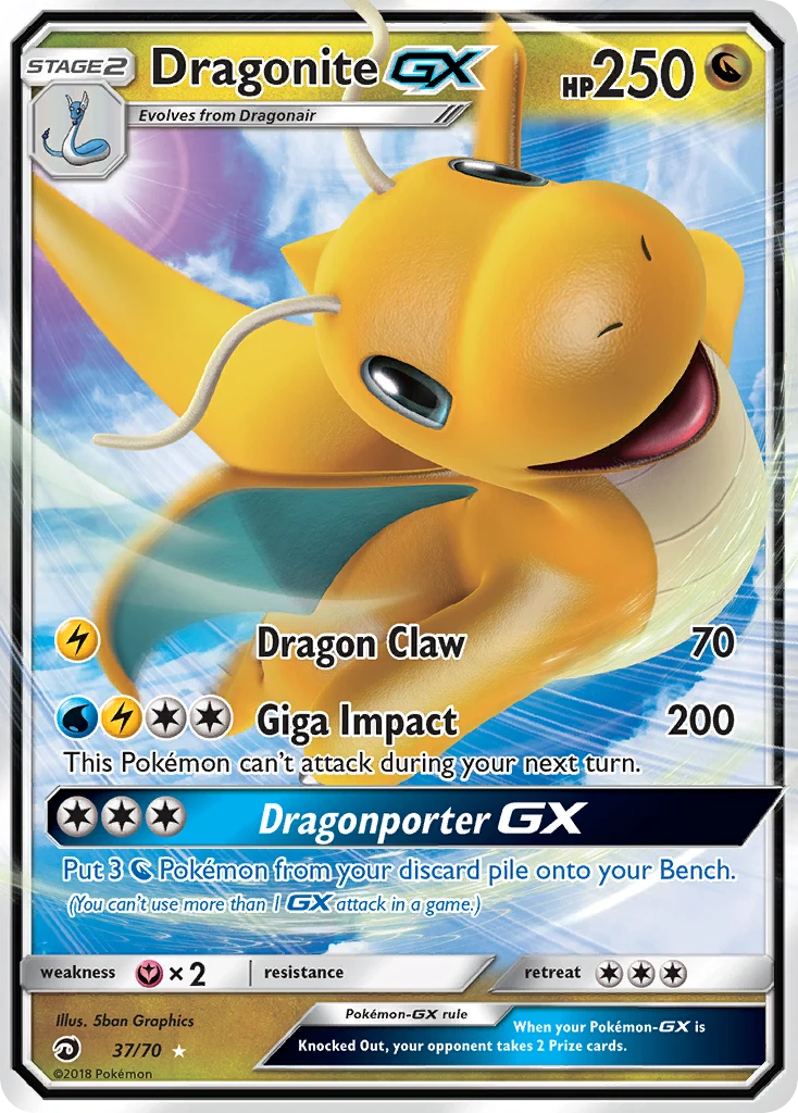 Dragonite-GX 37 card from Dragon Majesty