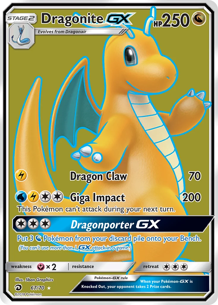 Dragonite-GX 67 card from Dragon Majesty