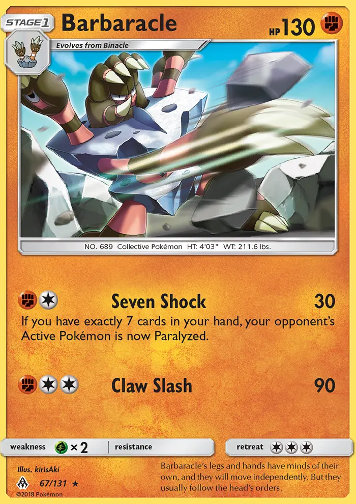 Barbaracle 67 card from Forbidden Light