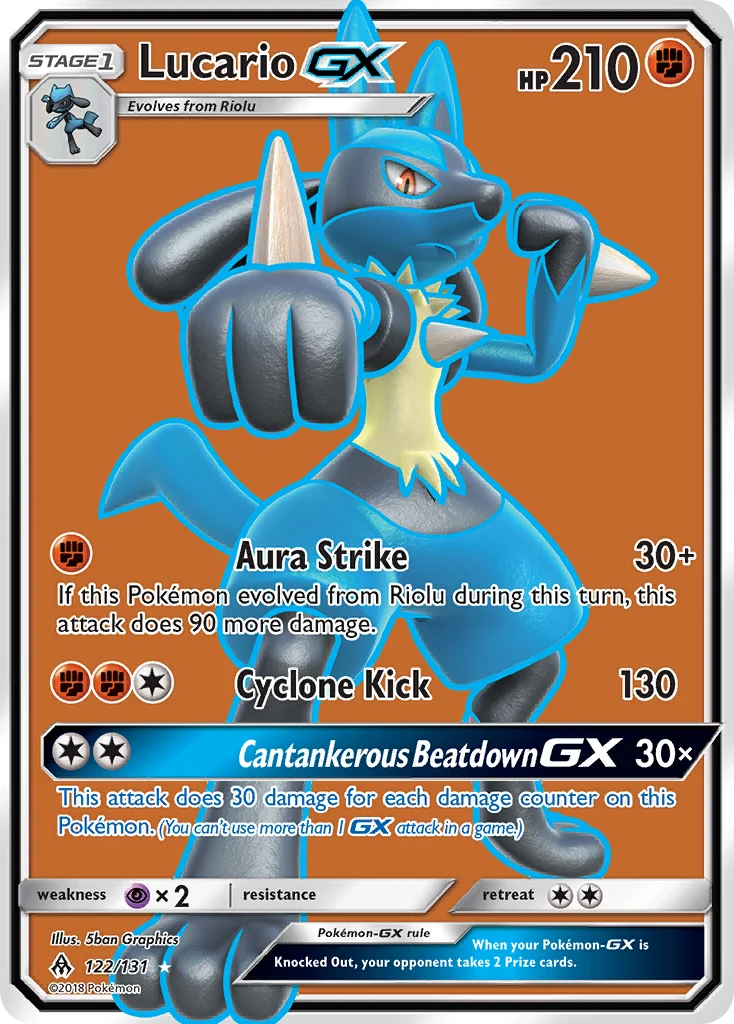 Lucario-GX 122 card from Forbidden Light