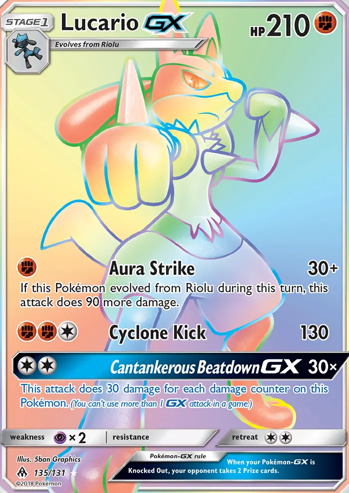 Lucario-GX 135 — the most expensive Forbidden Light card