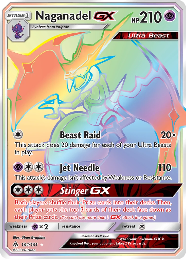 Naganadel-GX 134 card from Forbidden Light
