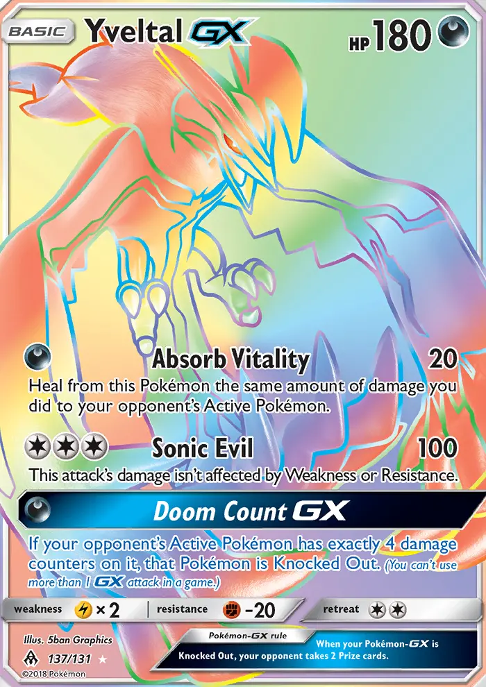 Yveltal-GX 137 card from Forbidden Light
