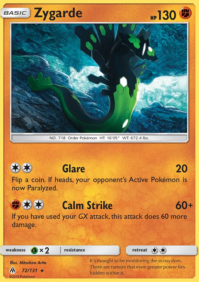 Zygarde 72 card from Forbidden Light