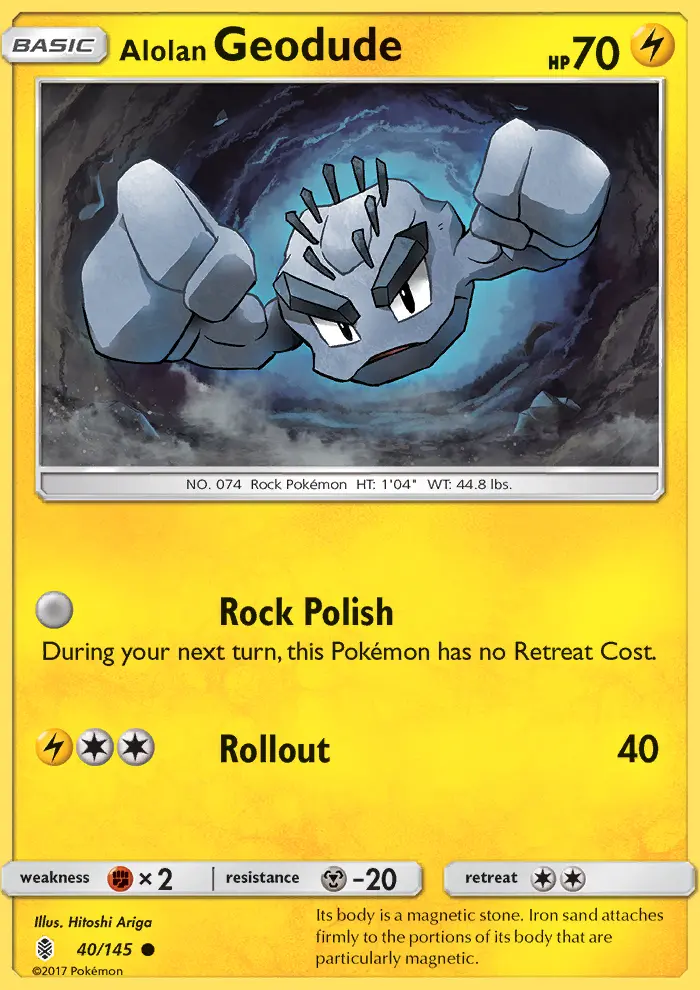 Alolan Geodude 40 card from Guardians Rising