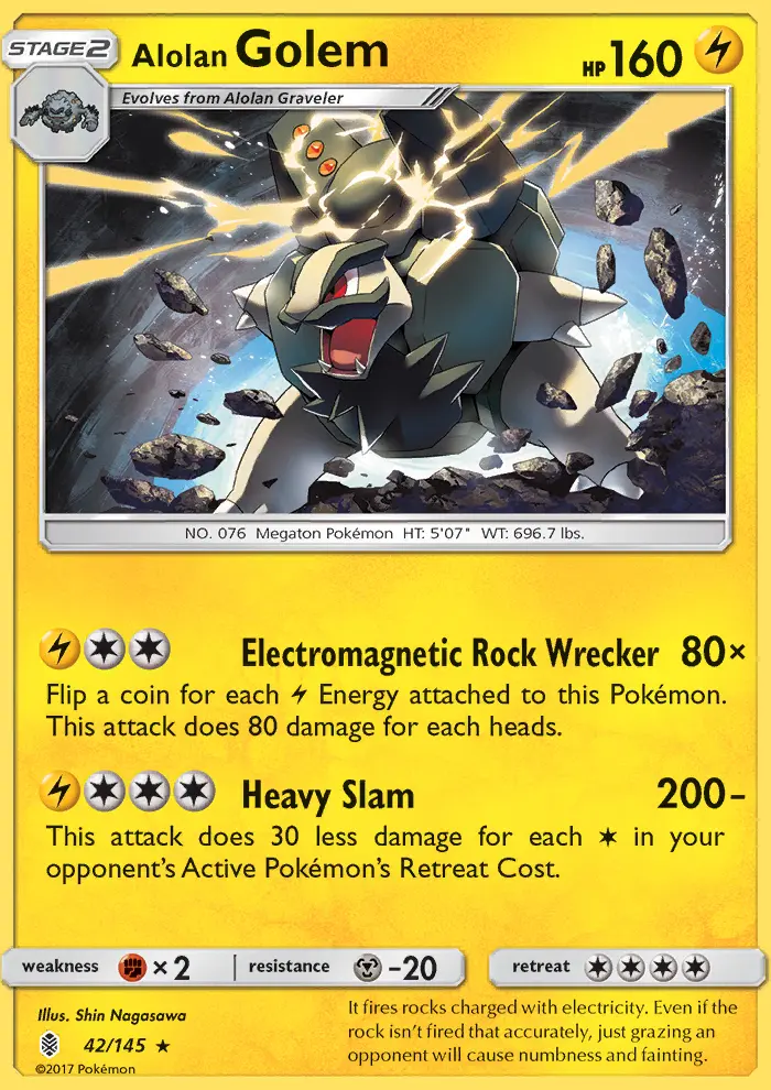 Alolan Golem 42 card from Guardians Rising