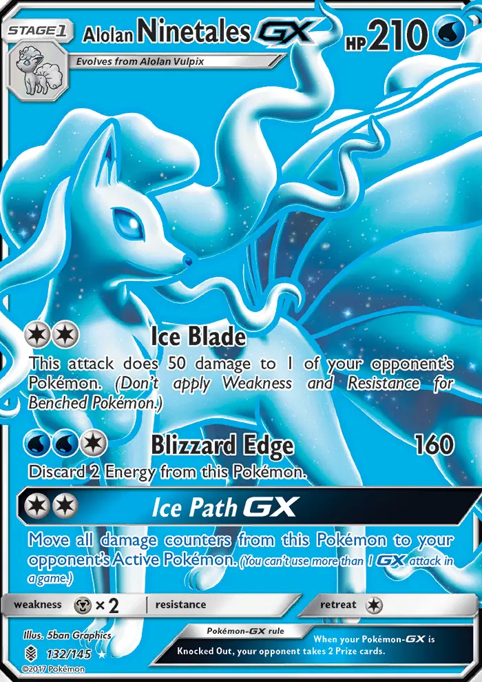 Alolan Ninetales-GX 132 card from Guardians Rising
