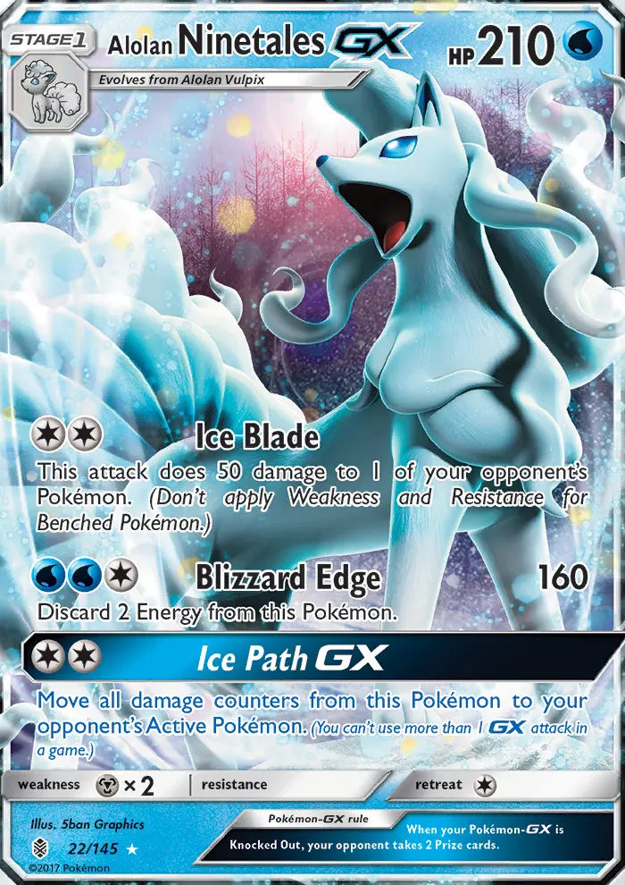 Alolan Ninetales-GX 22 card from Guardians Rising