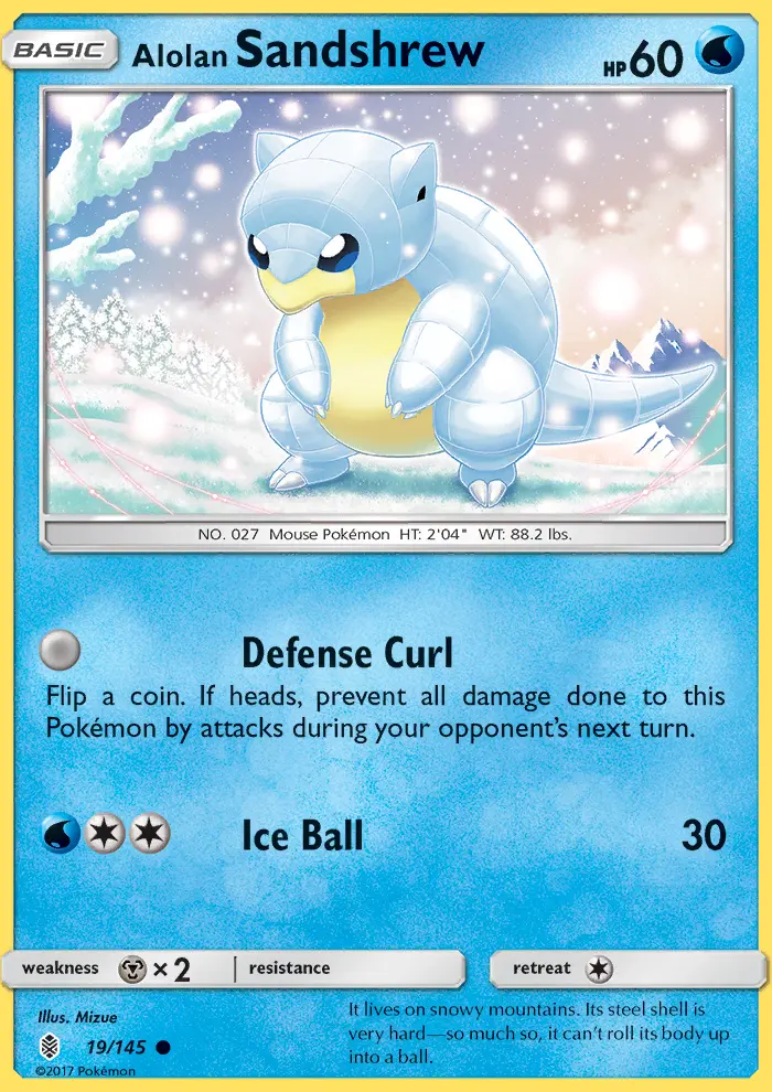 Alolan Sandshrew 19a card from Guardians Rising