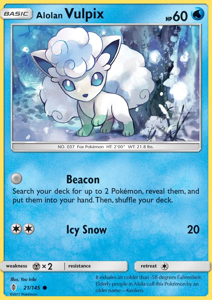 Alolan Vulpix 21 card from Guardians Rising