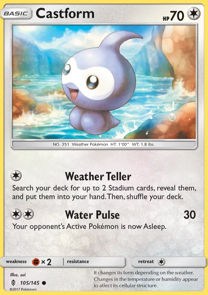Castform 105 card from Guardians Rising