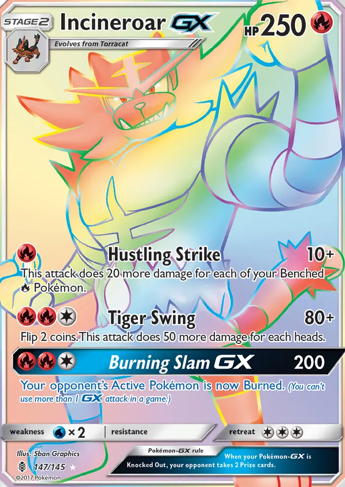 Incineroar-GX 147 card from Guardians Rising