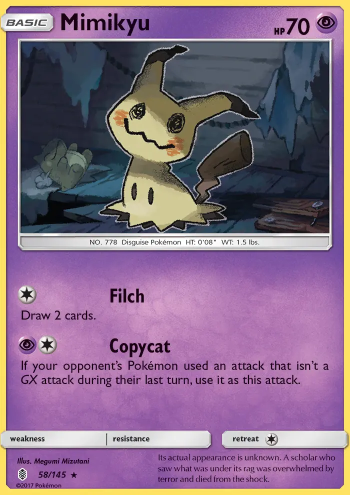 Mimikyu 58 card from Guardians Rising