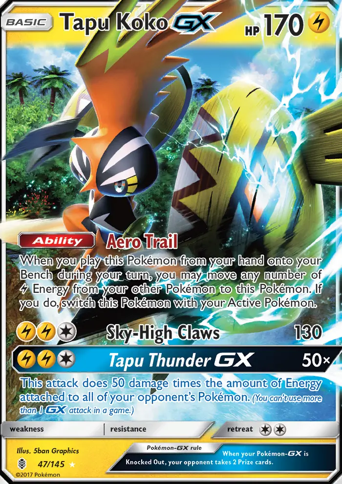 Tapu Koko-GX 47 card from Guardians Rising