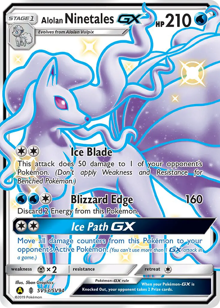 Alolan Ninetales-GX SV53 — Hidden Fates Shiny Vault SV53, Holofoil finish