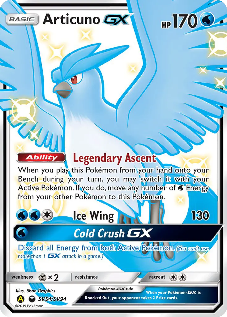 Articuno-GX SV54 — Hidden Fates Shiny Vault SV54, Holofoil finish