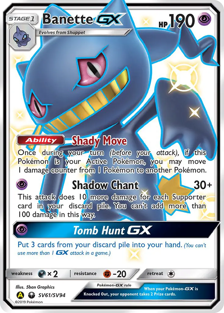 Banette-GX SV61 — Hidden Fates Shiny Vault SV61, Holofoil finish