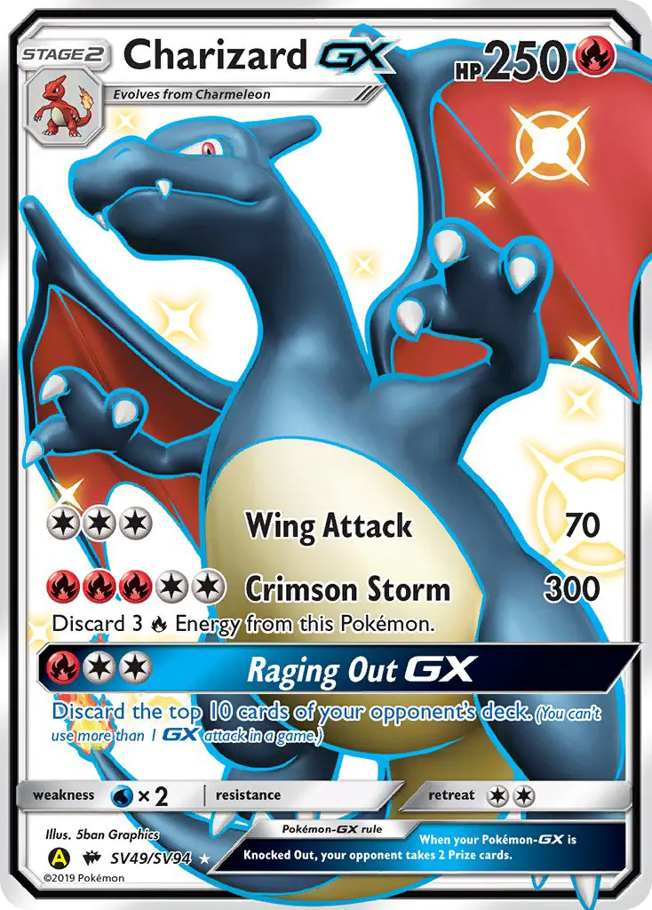 Charizard-GX SV49 — the most expensive Hidden Fates Shiny Vault card