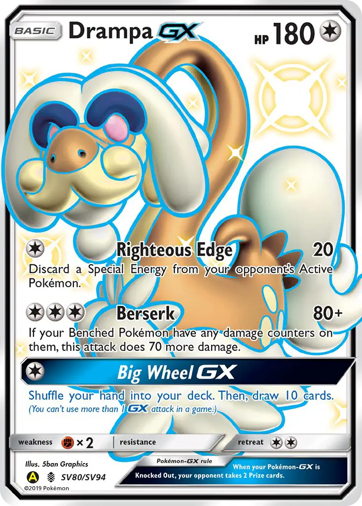 Drampa-GX SV80 — Hidden Fates Shiny Vault SV80, Holofoil finish