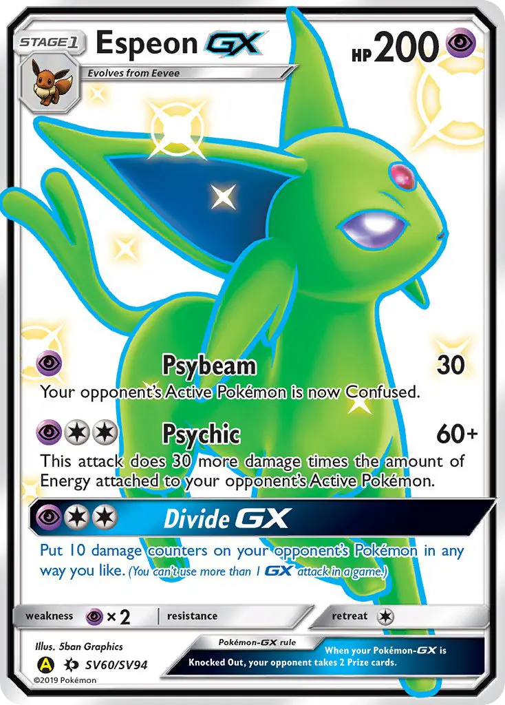 Espeon-GX SV60 card from Hidden Fates Shiny Vault
