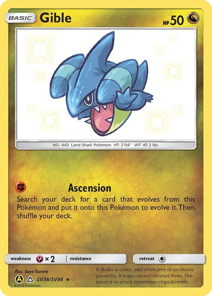 Gible SV38 card from Hidden Fates Shiny Vault