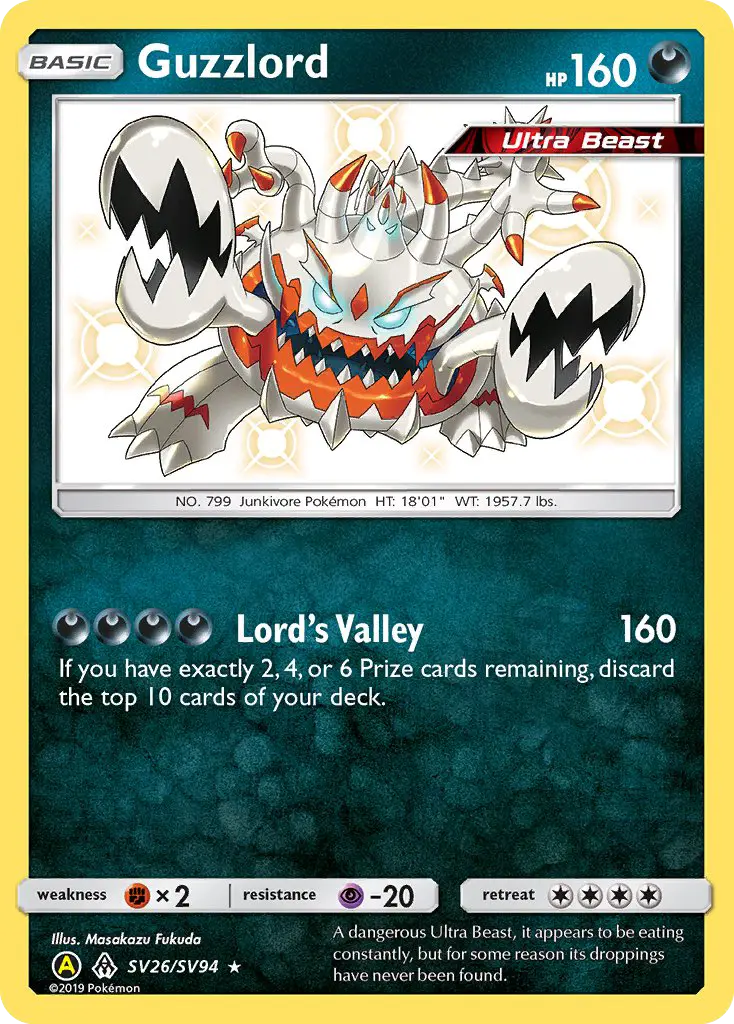 Guzzlord SV26 — Hidden Fates Shiny Vault SV26, Holofoil finish
