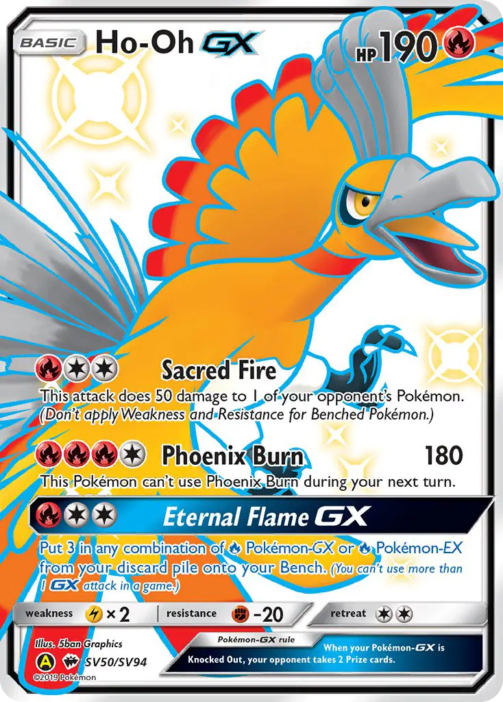 Ho-Oh-GX SV50 — Hidden Fates Shiny Vault SV50, Holofoil finish