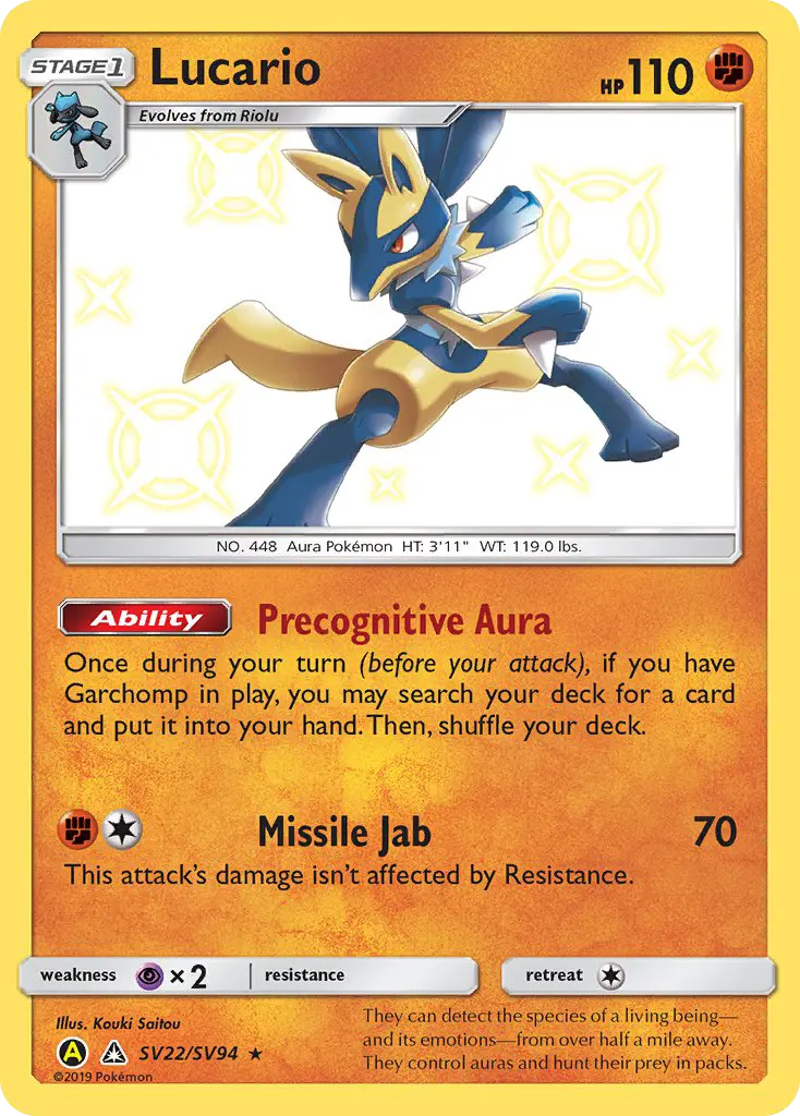 Lucario SV22 — Hidden Fates Shiny Vault SV22, Holofoil finish