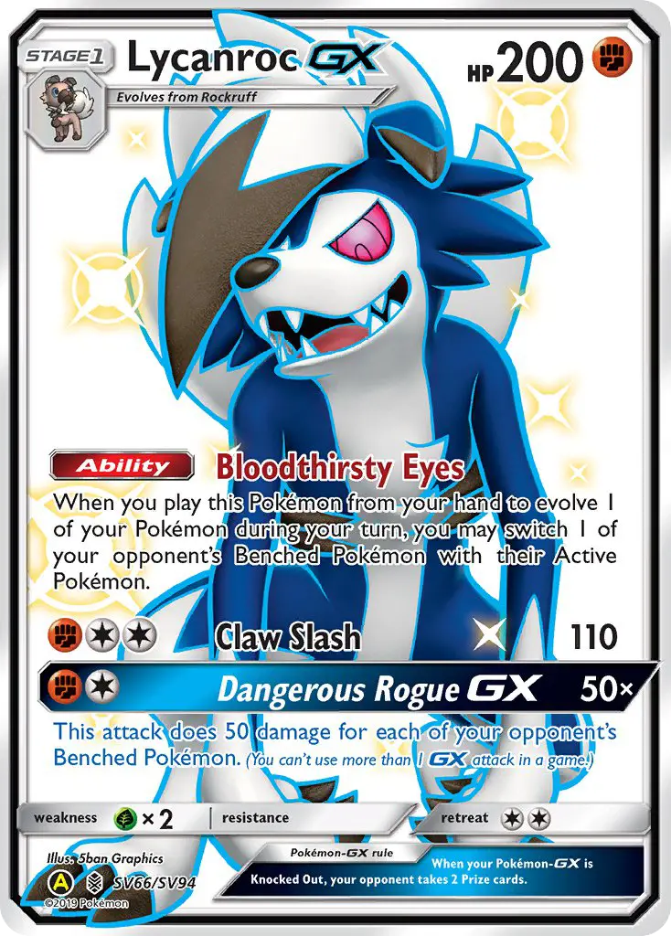 Lycanroc-GX SV66 — Hidden Fates Shiny Vault SV66, Holofoil finish