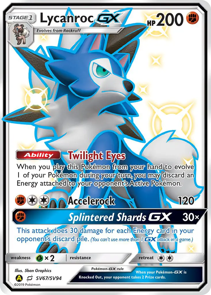 Lycanroc-GX SV67 — Hidden Fates Shiny Vault SV67, Holofoil finish