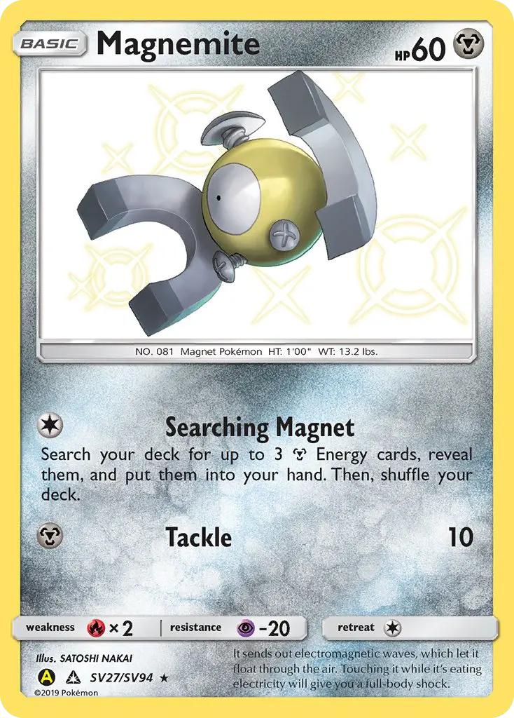 Magnemite SV27 — Hidden Fates Shiny Vault SV27, Holofoil finish