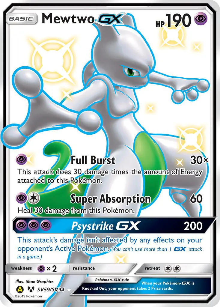 Mewtwo-GX SV59 — Hidden Fates Shiny Vault SV59, Holofoil finish