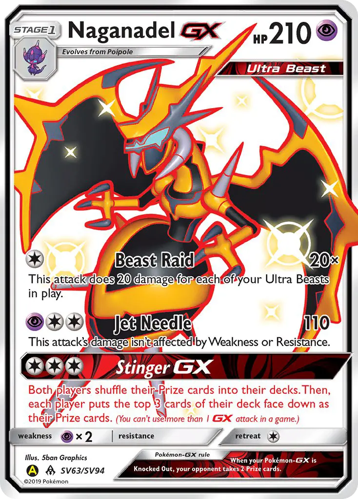 Naganadel-GX SV63 — Hidden Fates Shiny Vault SV63, Holofoil finish
