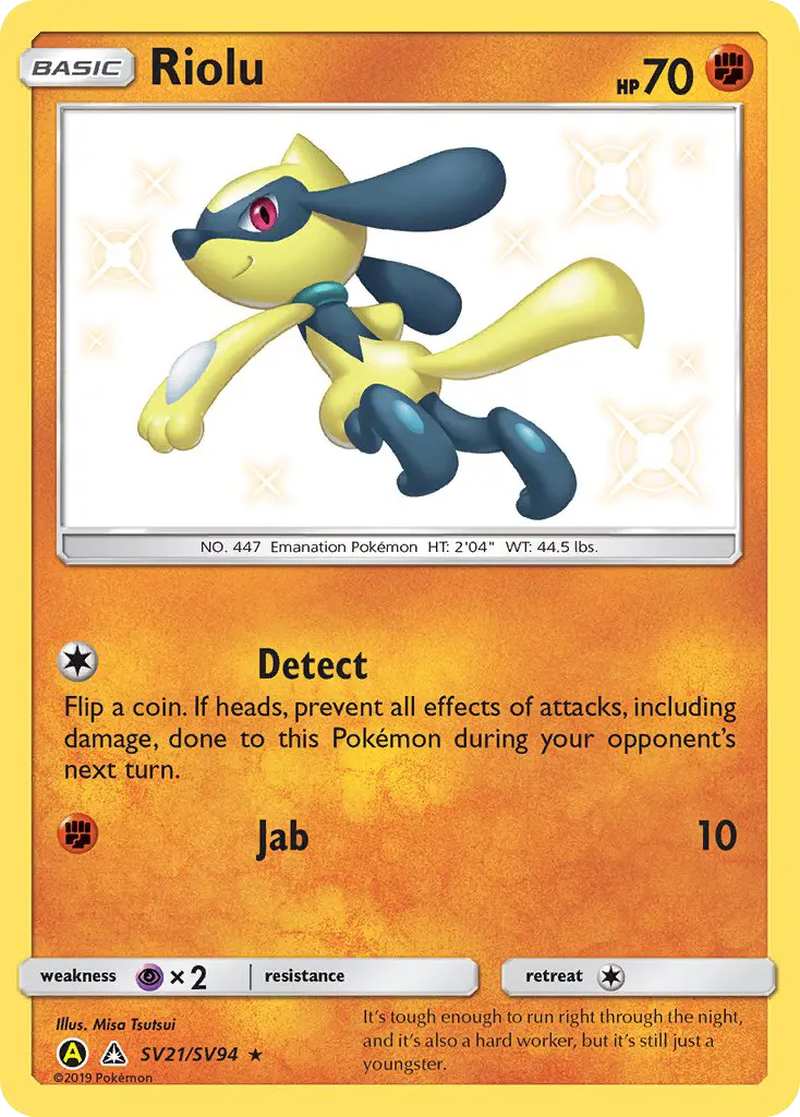 Riolu SV21 — Hidden Fates Shiny Vault SV21, Holofoil finish