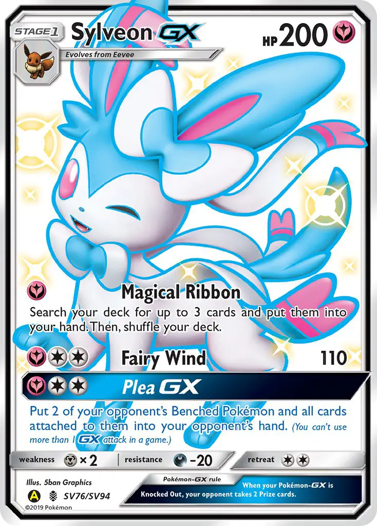 Sylveon-GX SV76 card from Hidden Fates Shiny Vault