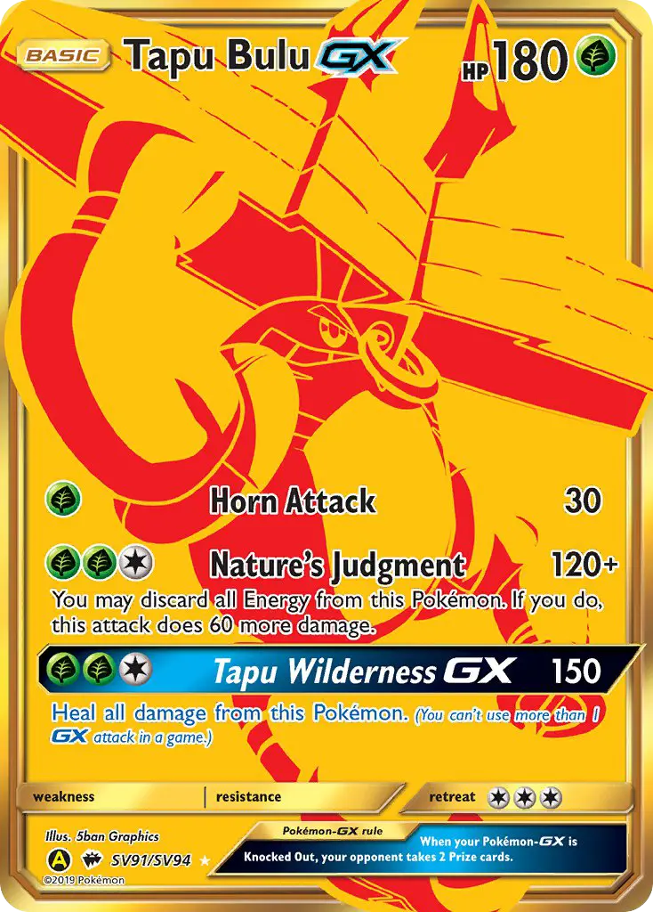 Tapu Bulu-GX SV91 — Hidden Fates Shiny Vault SV91, Holofoil finish