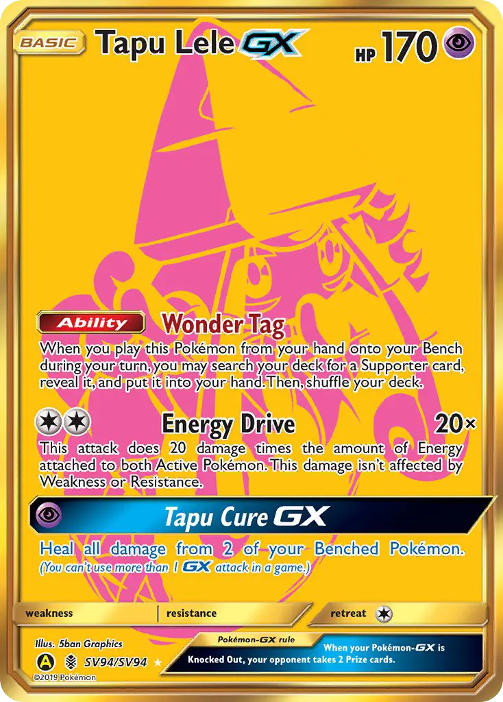 Tapu Lele-GX SV94 — Hidden Fates Shiny Vault SV94, Holofoil finish