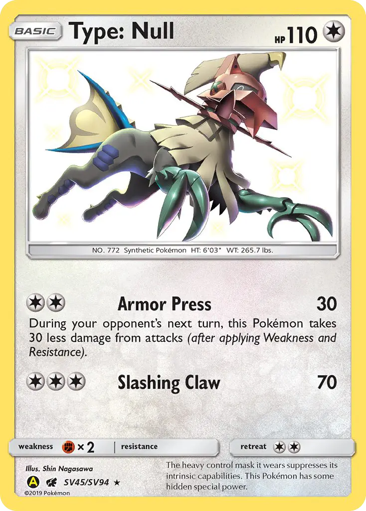 Type: Null SV45 — Hidden Fates Shiny Vault SV45, Holofoil finish