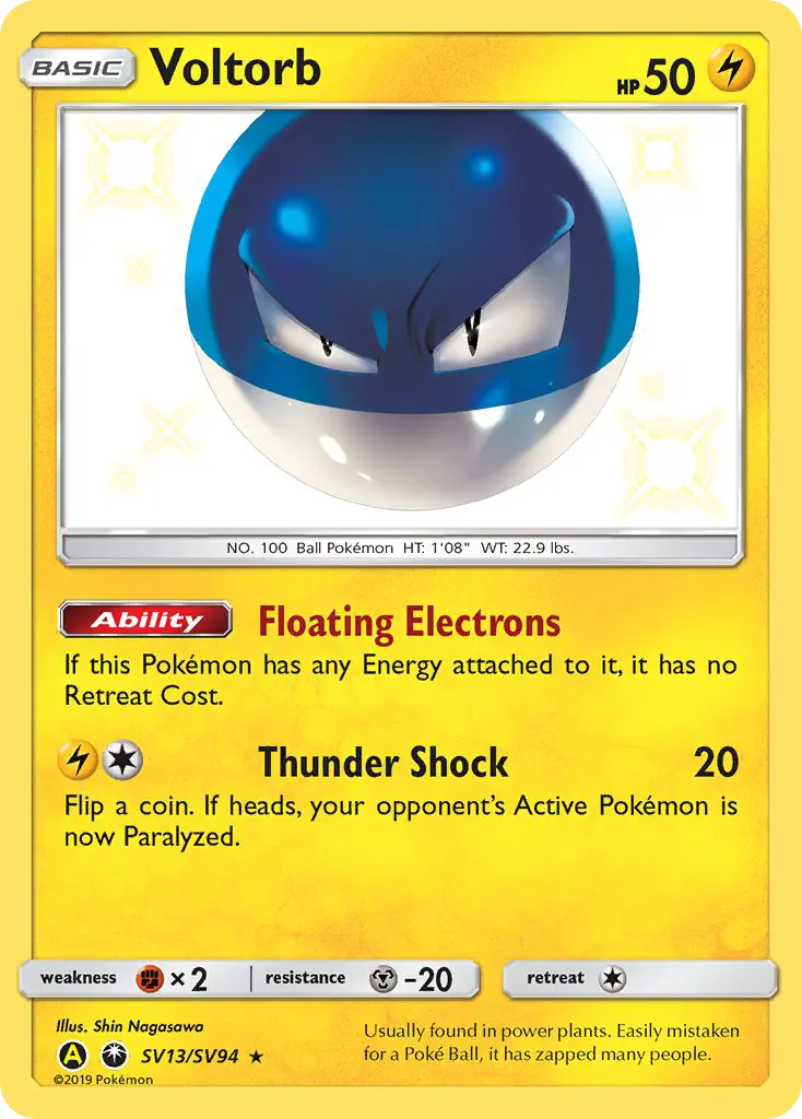Voltorb SV13 card from Hidden Fates Shiny Vault