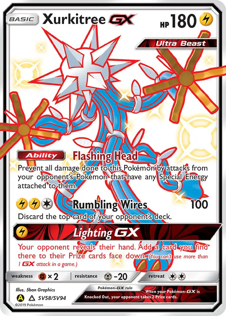 Xurkitree-GX SV58 card from Hidden Fates Shiny Vault