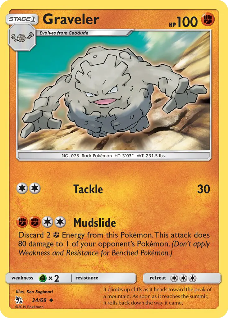 Graveler 34 card from Hidden Fates