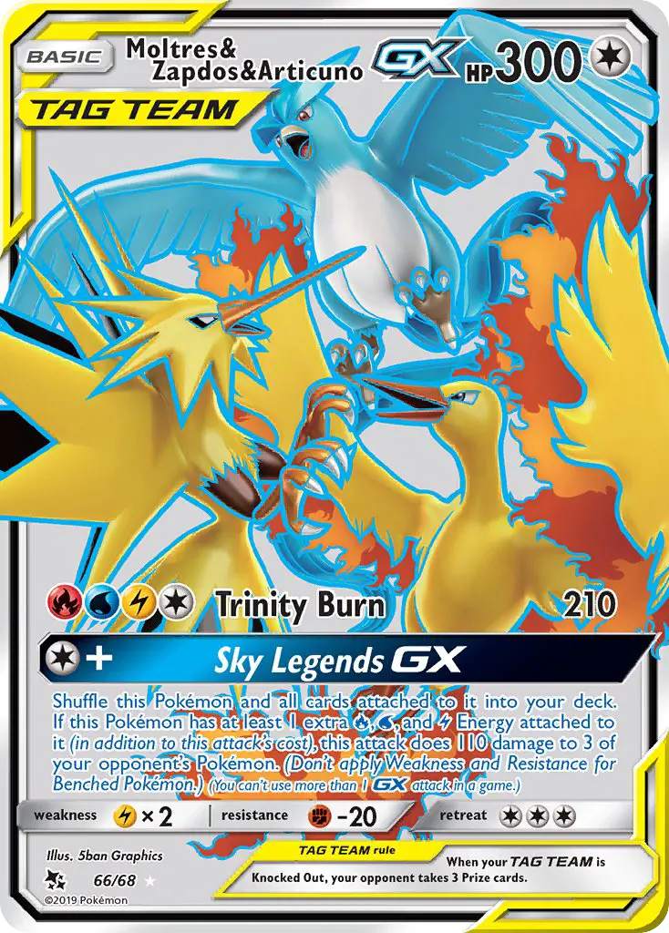Moltres & Zapdos & Articuno-GX 66 card from Hidden Fates
