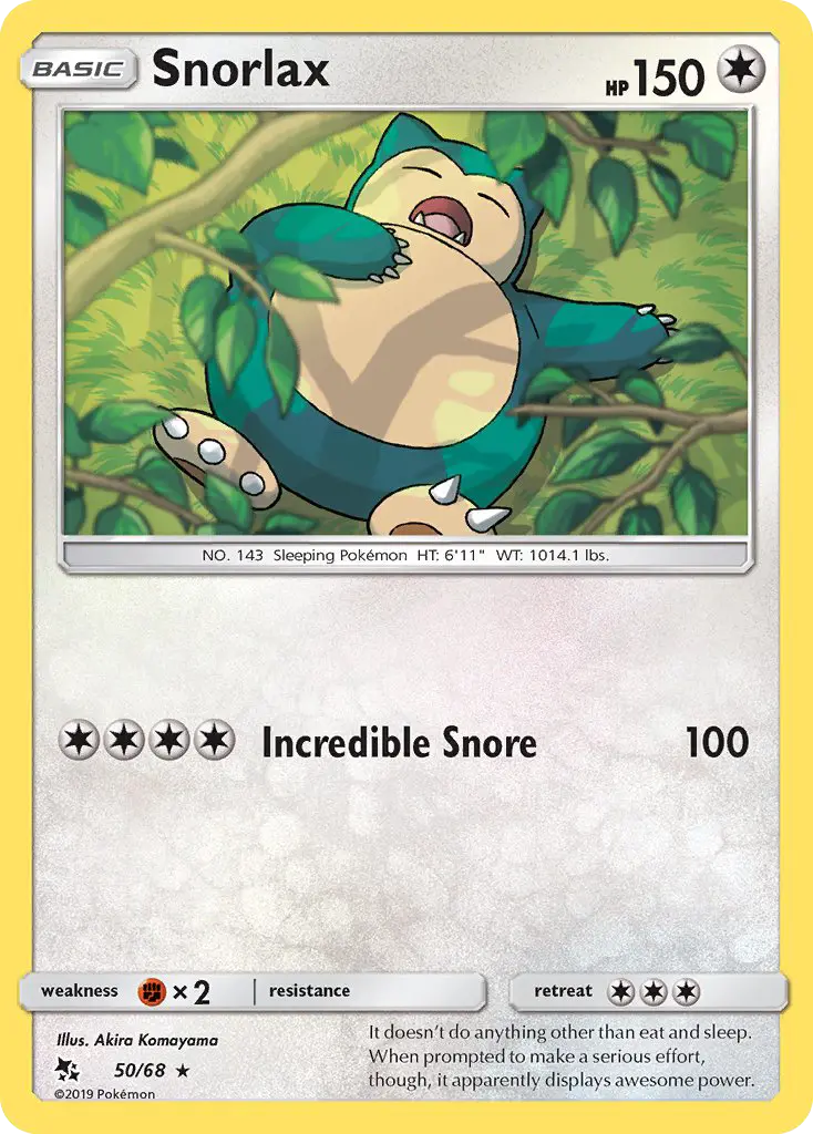 Snorlax 50 card from Hidden Fates