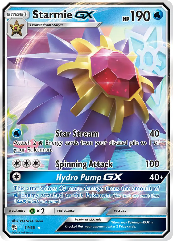 Starmie-GX 14 card from Hidden Fates