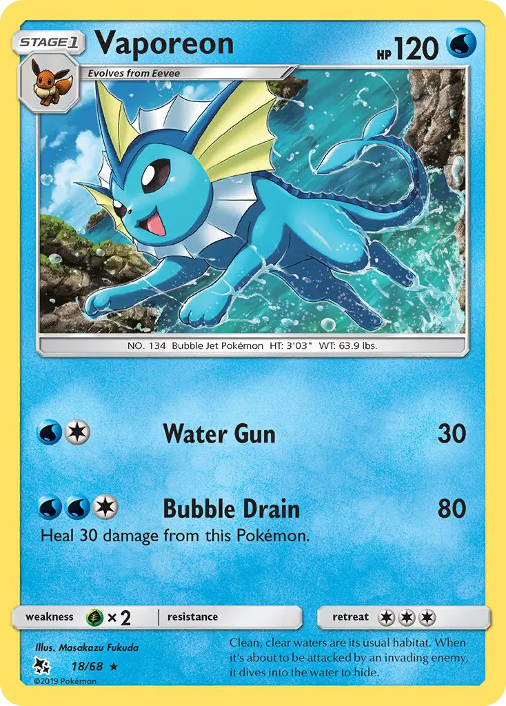Vaporeon 18 card from Hidden Fates
